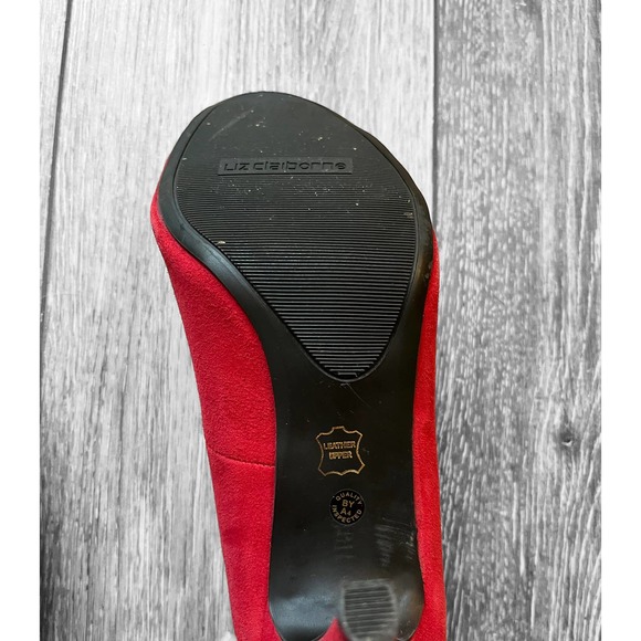 Liz Claiborne Suede Red Heels Size 7 M - Picture 7 of 8
